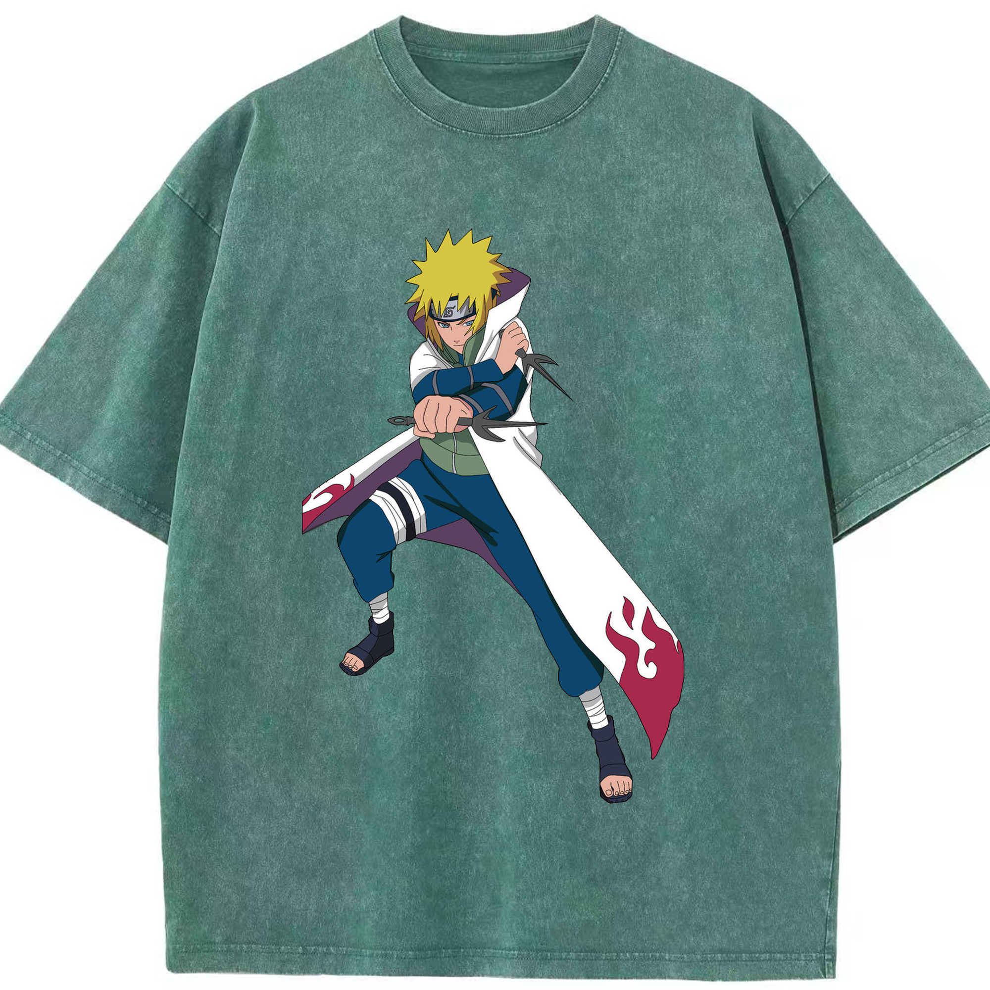 （画像用） NARUTO -ナルト- 波風 ミナト Namikaze Minato 綿100% ヴィンテージ風 半袖Tシャツ（フロントプリント）